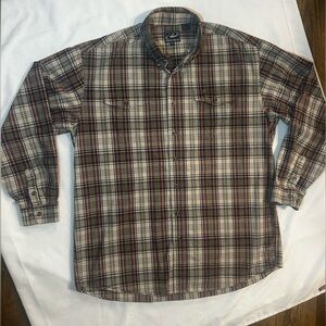 Roper Men’s Brown plaid long sleeve button down size XLT Roper Cowboy wear